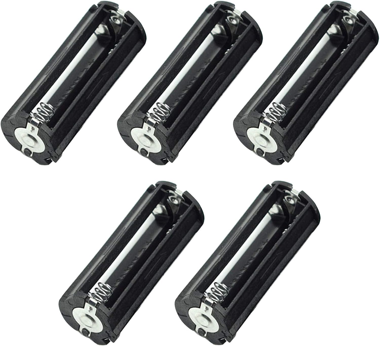 3 x 1.5V AAA Series Connection Plastic Black Cylinder Battery Storage Holder Case Adapter Black - (5 Pcs)