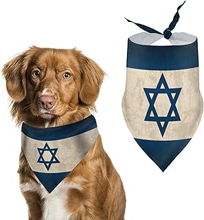 Vintage Israel Flag Dog Bandana Pet Scarf Triangular Bibs Printed Kerchief Accessories