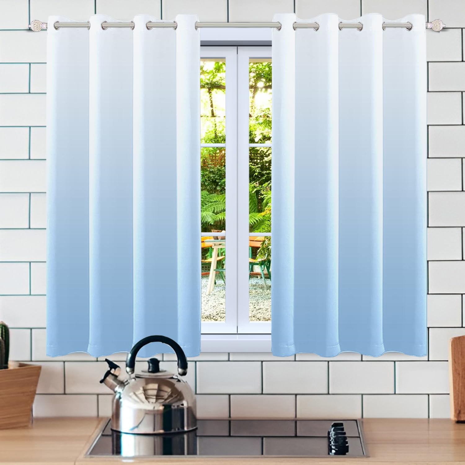 Rideau occultant bleu clair 53x137cm pour chambre