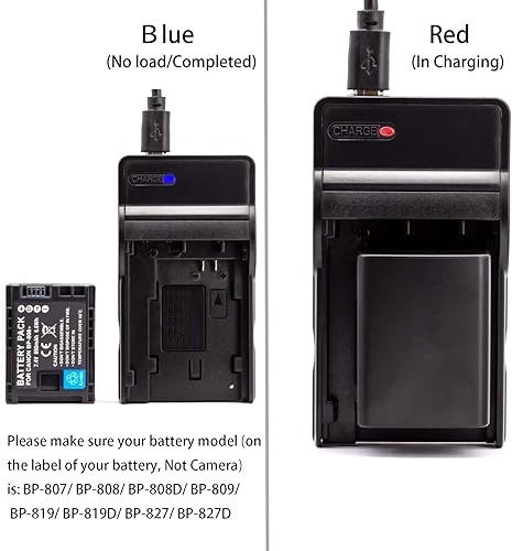 Miniatura 4 de Norifon Cargador USB BP-808 para cámara Canon FS100, FS200, FS300, LEGRIA HF G10, LEGRIA HF G25 y más