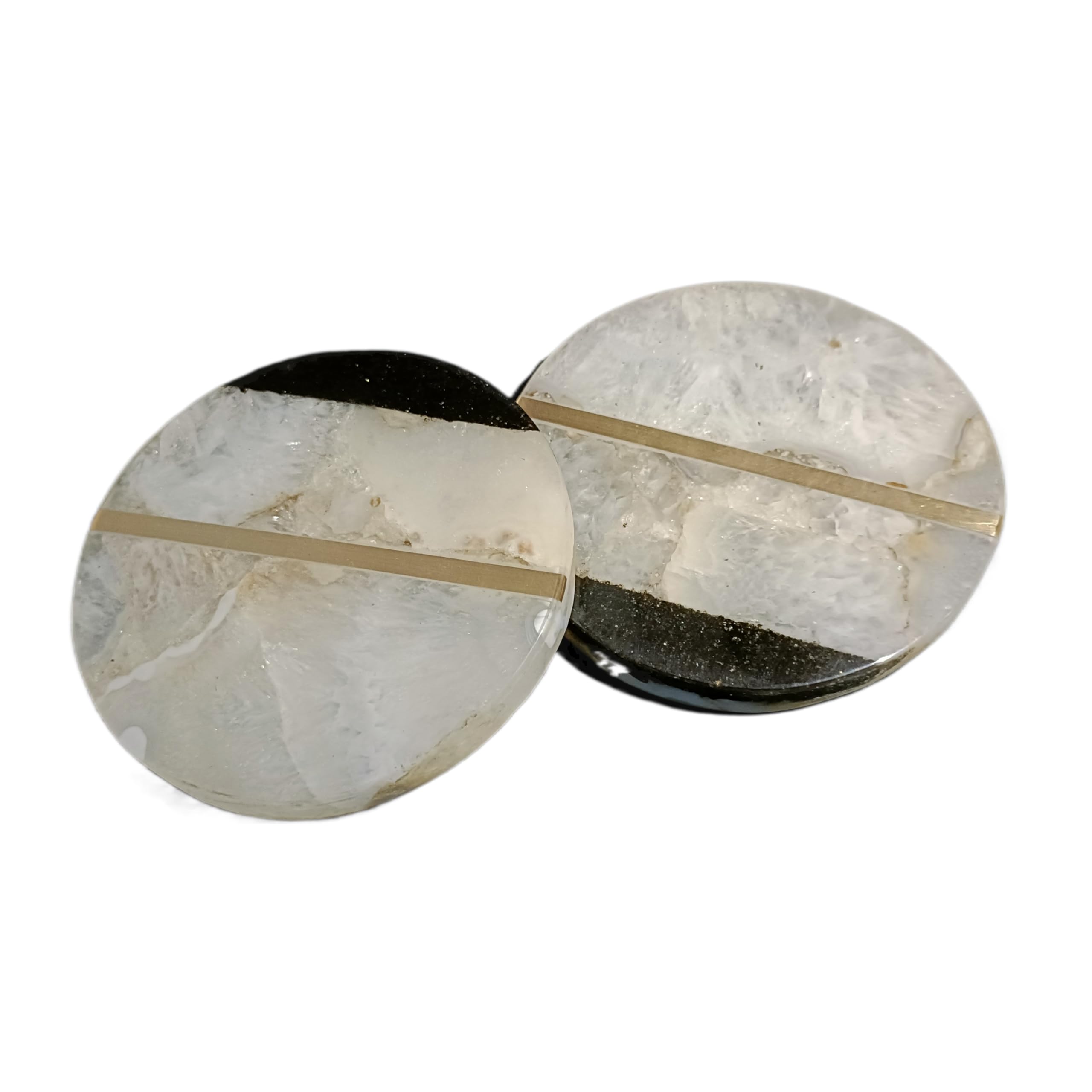 Dessous de verre en marbre rond 10,2 cm ArtEra avec laiton doré