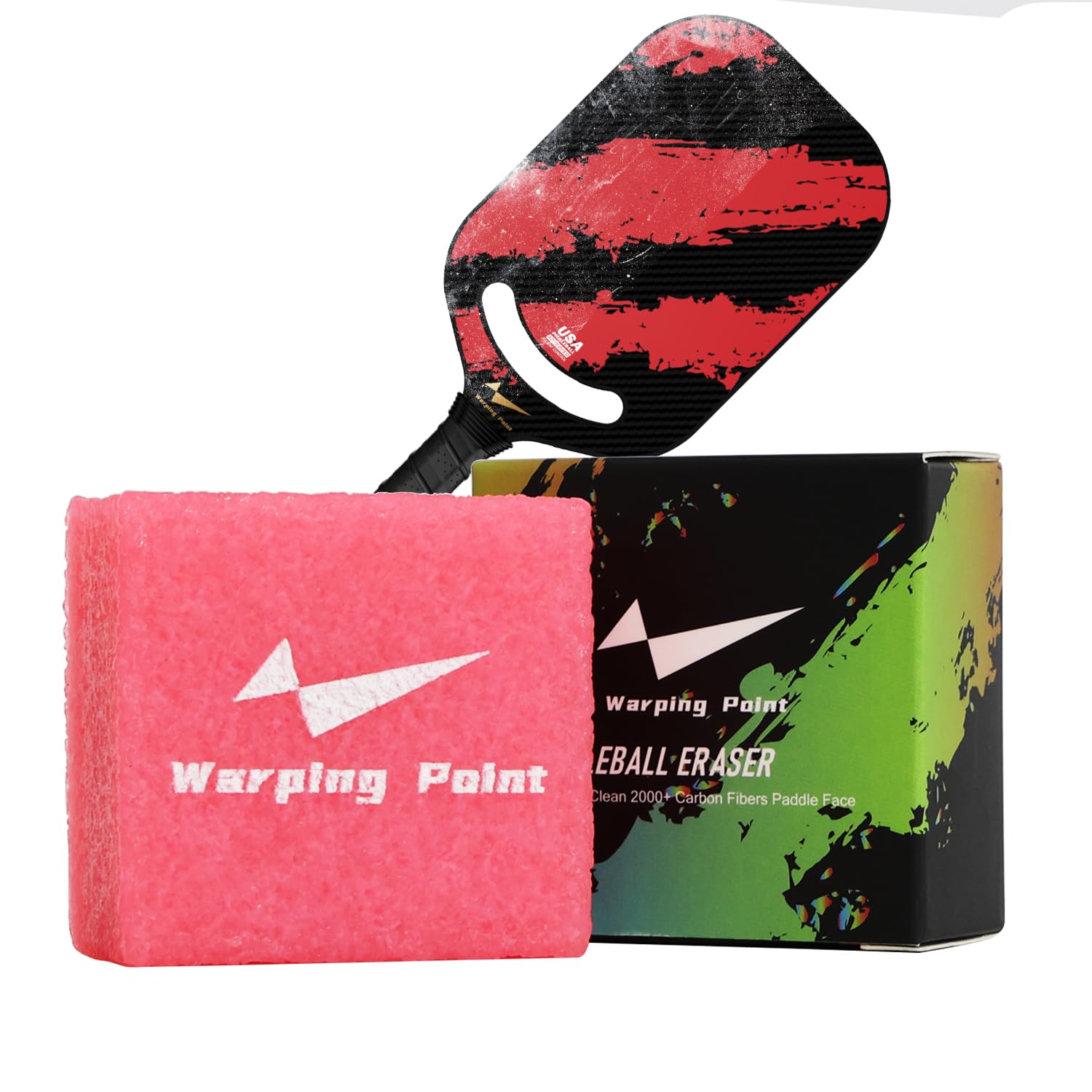 Warping Point Pickleball Paddle Eraser, Pickle Ball Racket Cleaner for Carbon Fiber Paddles, Quick & Effective Pickleball Accessories for Removing Ball Residue, Dirt & Scratches, Restores Grip & Spin