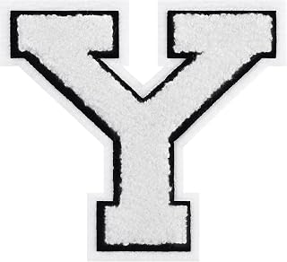 4.5 Inch White Chenille Letter Patch with Black Border – Iron On or Sew On Varsity Alphabet for Jackets, Homecoming Mums & DIY Crafts