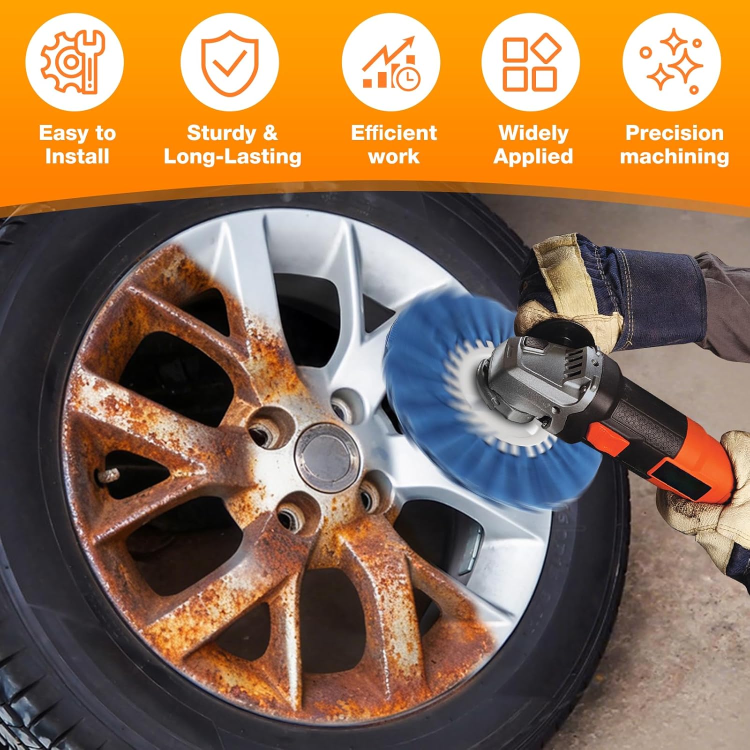 7 Pcs Airway Buffing Wheel Kit,8 Inch Polishing Wheel and Compound,for Angle Grinder Buffing Rake Buff Safety Flange Aluminum Polishing Kit 8" in Diameter 5/8" in Arbor Hole