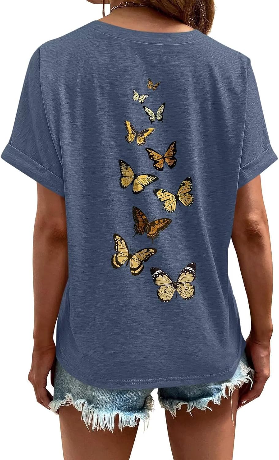 ORANDESIGNE Womens Sunflower Print T Shirts V Neck Graphic Short Sleeve Vintage Tees Summer Casaul Loose Fit Tops - Image 2