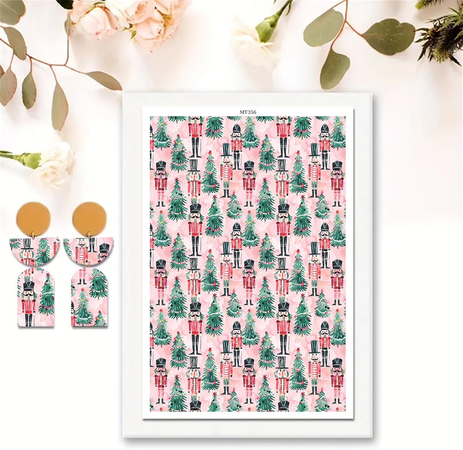 Briartw 10 Sheets Christmas Tree and Guards Pattern Polymer Clay Transfer Paper,Per Sheet 3.93inch x 5.82inch Polymer Clay Transfer Sheets for DIY Clay Jewelry Making Disposable Stickers