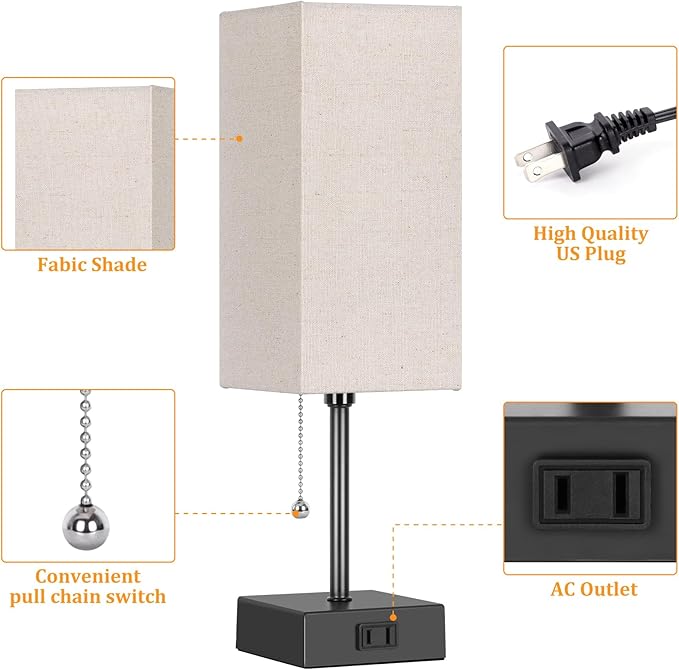 Lámpara de Mesa 15'' con 3 Colores y Salida AC, Incluye 2 Bombillas miniatura 3