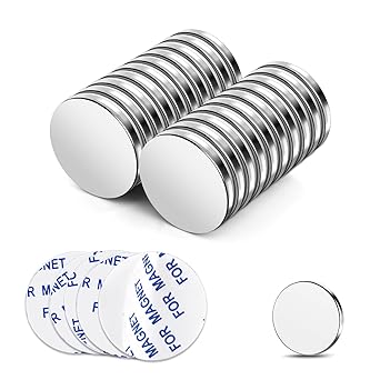 TRYMAG 20 Pieces Neodymium Magnets, 20x3mm Strong with Adhesive Backing, Powerful Permanent Neodymium Disc Magnets for Fridge, DIY, Crafts, Scientific