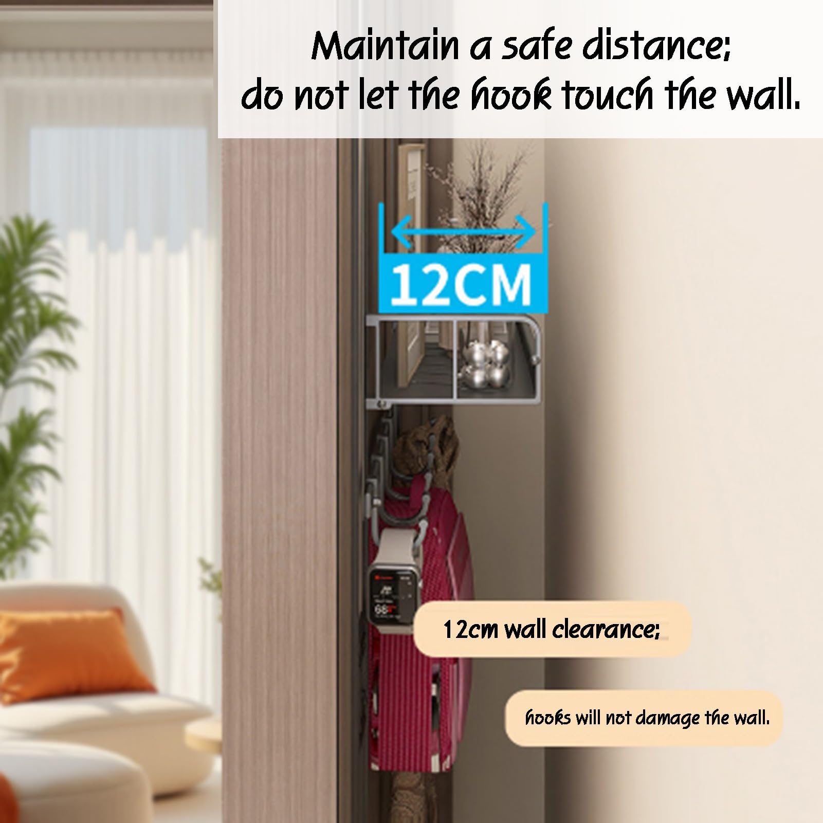 Organizer da Appendere alla Porta con Ripiani, cestini e 5 Ganci per Bagno, Cucina o Camera da Letto - Soluzione salvaspazio