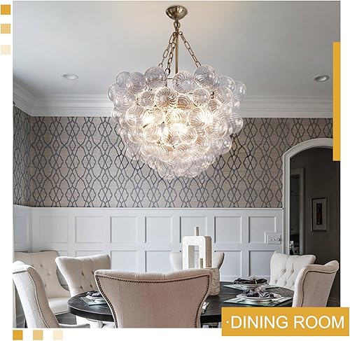 Miniatura 7 de Candelabros de cristal, lámpara de cristal de 15 pulgadas para comedor, 8 luces de techo modernas cromadas, montaje empotrado, 3 neumáticos, lámpara