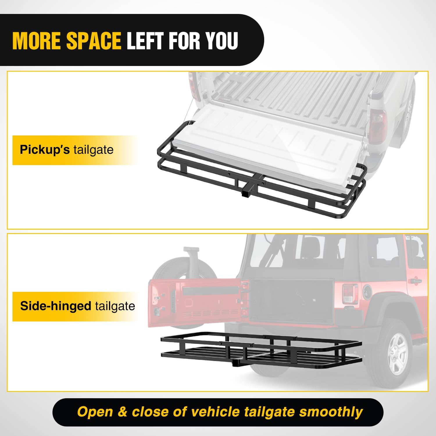 Nilight 53" X 19" X 4" Hitch Cargo Carrier Fits 2-inch Hitch Receiver 500 Lbs Capacity Basket Cargo Net|Ratchet Straps|Hitch Stabilizer for SUV Pickup Camping Traveling