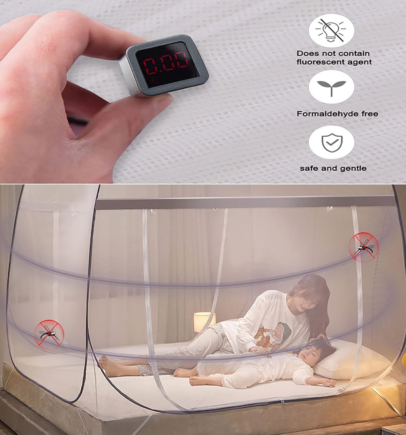 Luxus Moskitonetz Doppelbett für Bett und Reise, Mückennetz Outdoor inkl. Montagematerial, Mosquito Netz, Fliegennetz, einfache Anbringung, Tragetasche, Keine Chemikalien