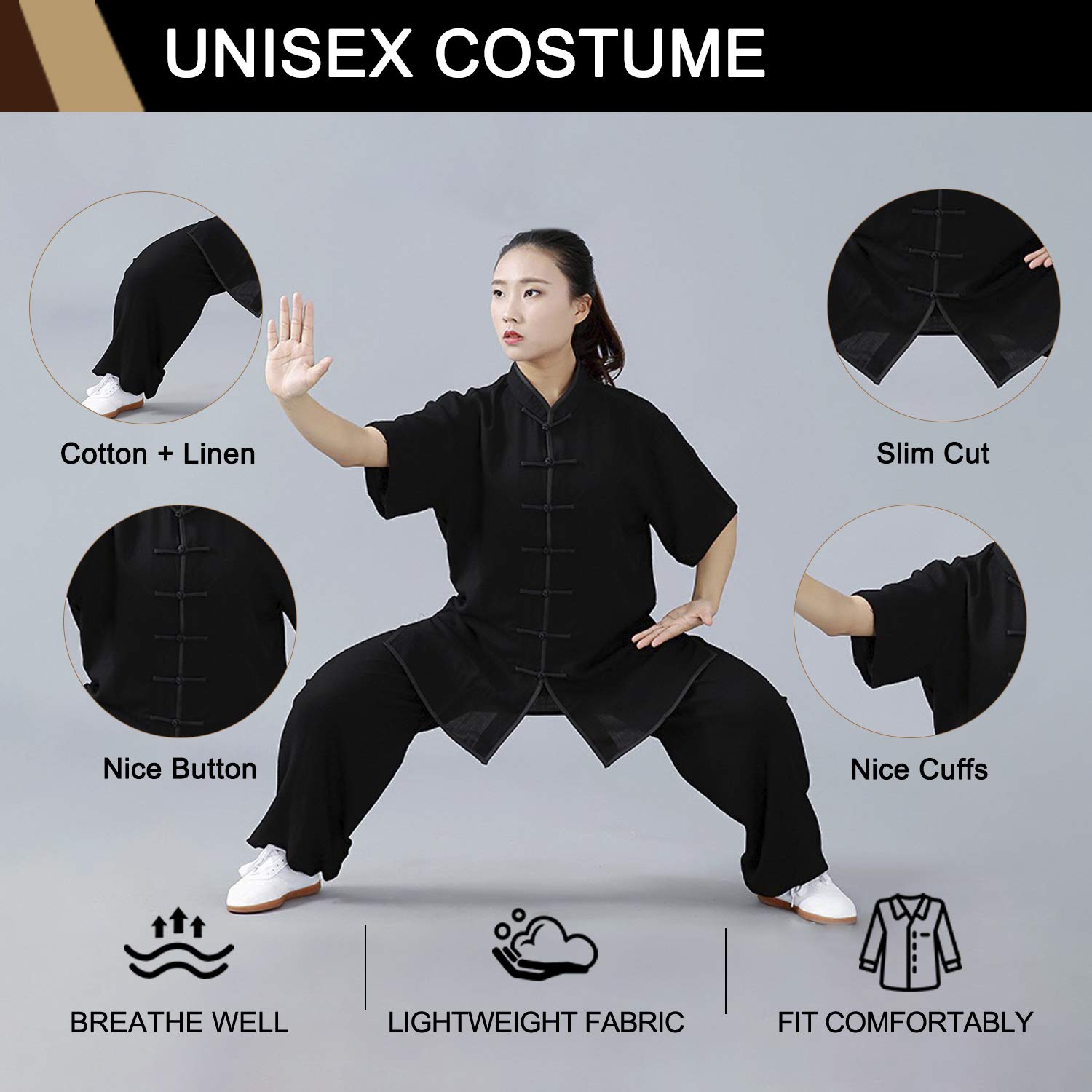 BBLAC 2KEY Artes Marciales Ropa | Unisex Traje para Tai Chi y Meditación | Tradicional Chino Uniforme Está Hecho