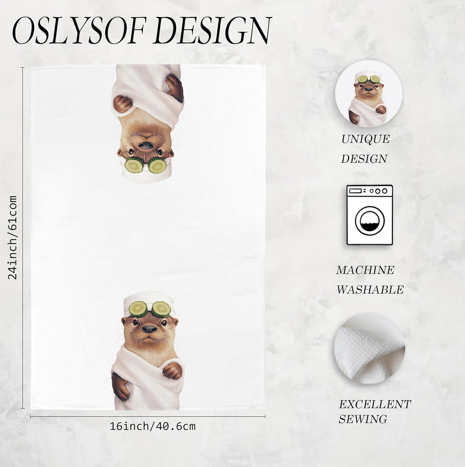 Funny Cucumber Otter Bathroom Hand Towels, Sea Otter Gifts Decorative Hand Towels for Bathroom Washroom, Kids Hand Towel, Otter Gifts for Otter Lovers, 16x24 Inch - Image 7