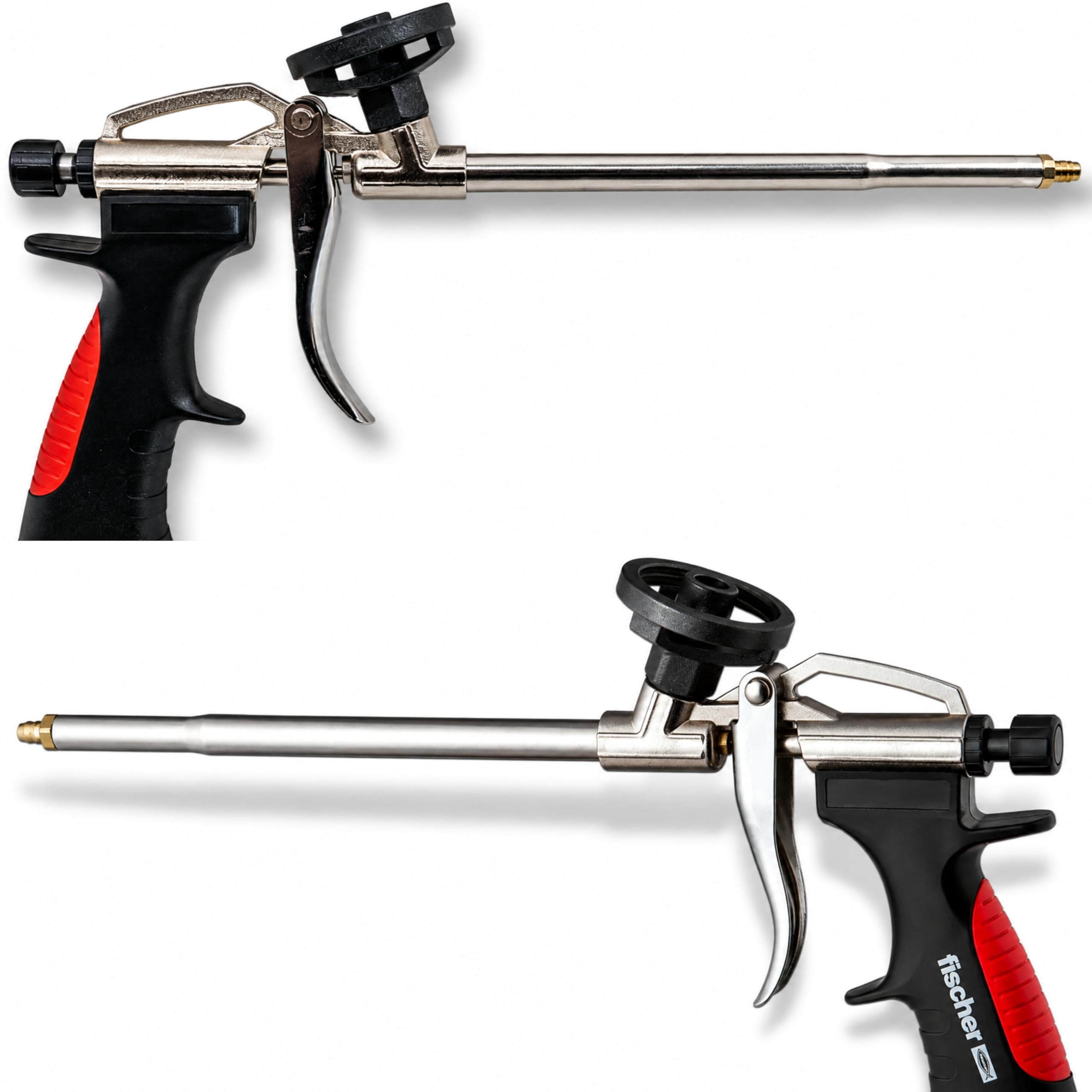 Pistola in metallo PUP M 3 Fischer | Pistola a schiuma | per schiume per pistola 1K | pistola a schiuma robusta per schiume PU | durevole in metallo | rossa | pistola per schiuma da costruzione per