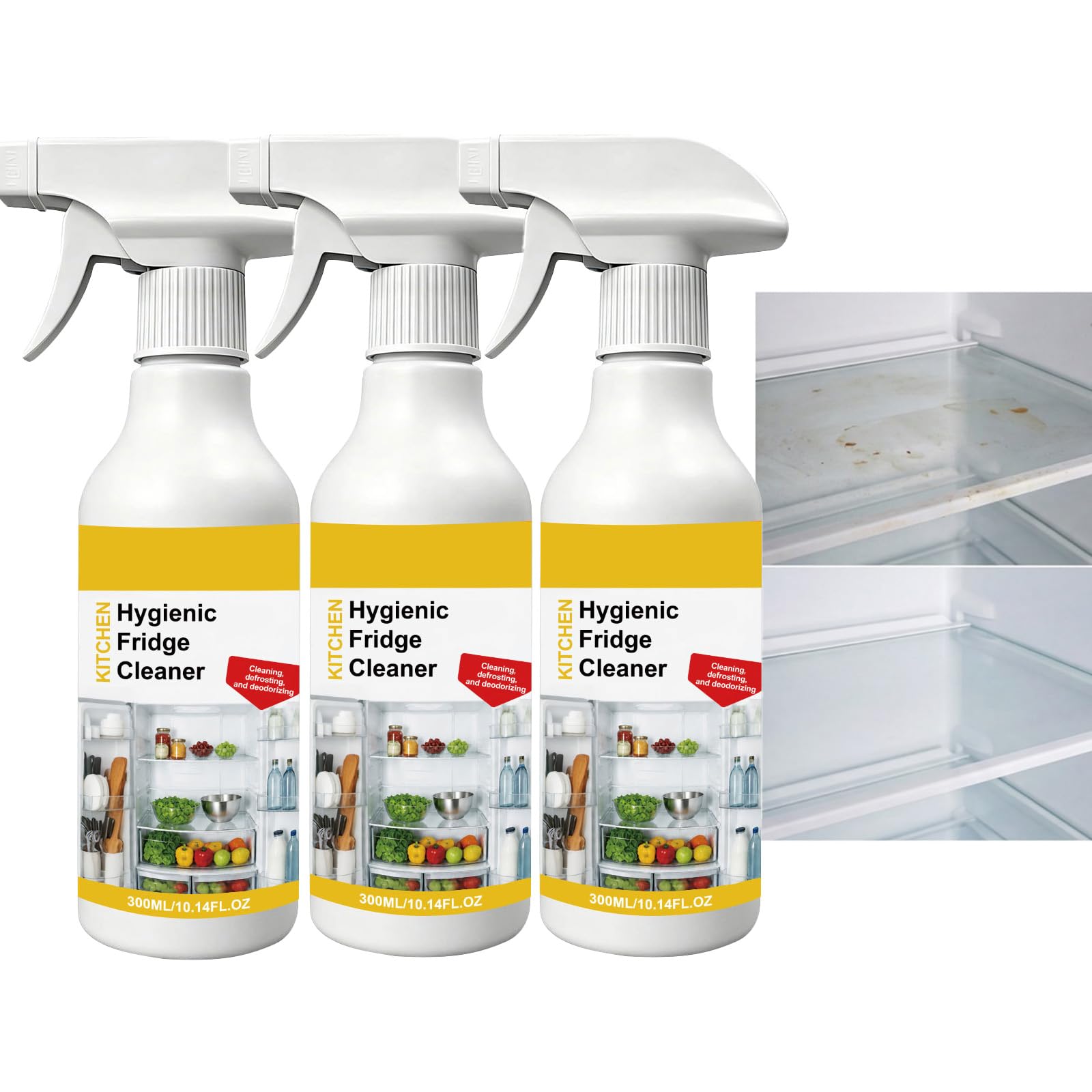 Detergente spray da cucina e sgrassatore, detergente per frigorifero per mantenere pulito gli alimenti, smacchiatore multiuso pulisce, lucida e protegge gli elettrodomestici da cucina (3 pezzi)