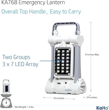 Kaito KA768 Multi-Functional Twin-Panel Rechargeable & Portable Solar LED Lantern