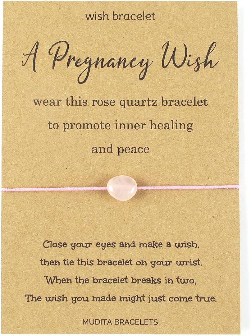 A Pregnancy Wish, Rose Quartz Crystal Charm Wish Bracelet