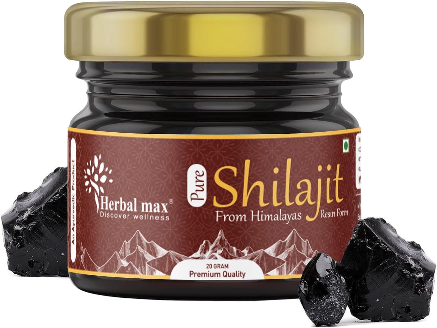 Herbalmax Pure Himalayan Shilajit/Shilajeet Resin 20g – Natural Ayurvedic Resin for Energy, Stamina, Strength, Endurance, Performance & Immunity