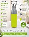 JRM SHINE Plastic Insulated Water Bottle with Handle | 1700 ml Large Capacity (lemon green) | Cold Water Bottle | Leak Proof & Lightweight | Multicolor | Ideal for Gym, Office & Travel gallery image