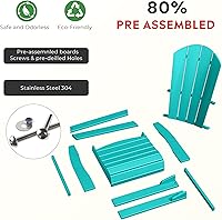 Vista 3 de Costaelm Sillas Adirondack para exteriores, sillas de balcón de HDPE para patio, silla Adirondack náutica de concha marina portside y sillas