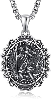 925 Sterling Silver St Christopher Medal Necklace for Men and Women Religious Jewelry Gift