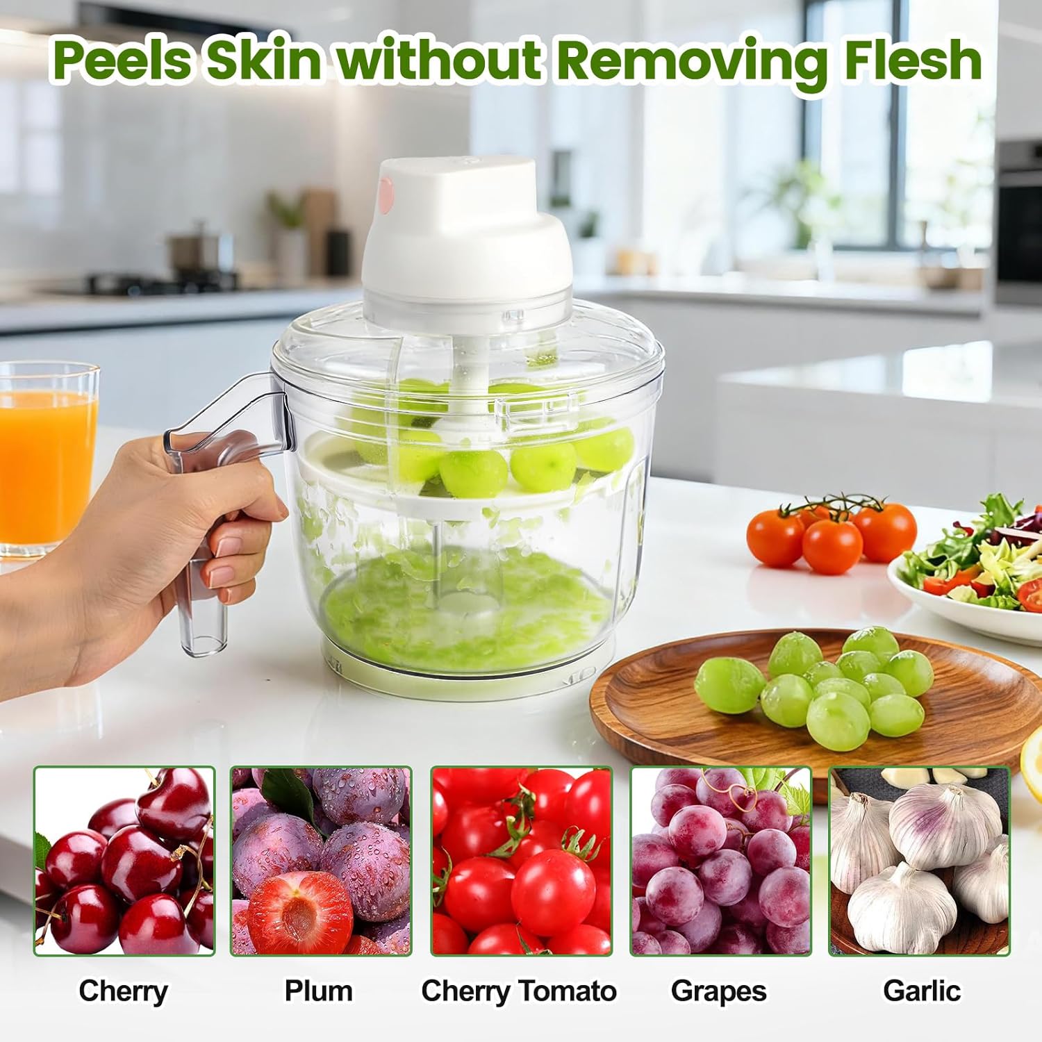 Electric Garlic Peeler – Automatic Garlic Peeling Machine & Grape Peeler, Fast Electric Fruit Skin Remover for Kitchen