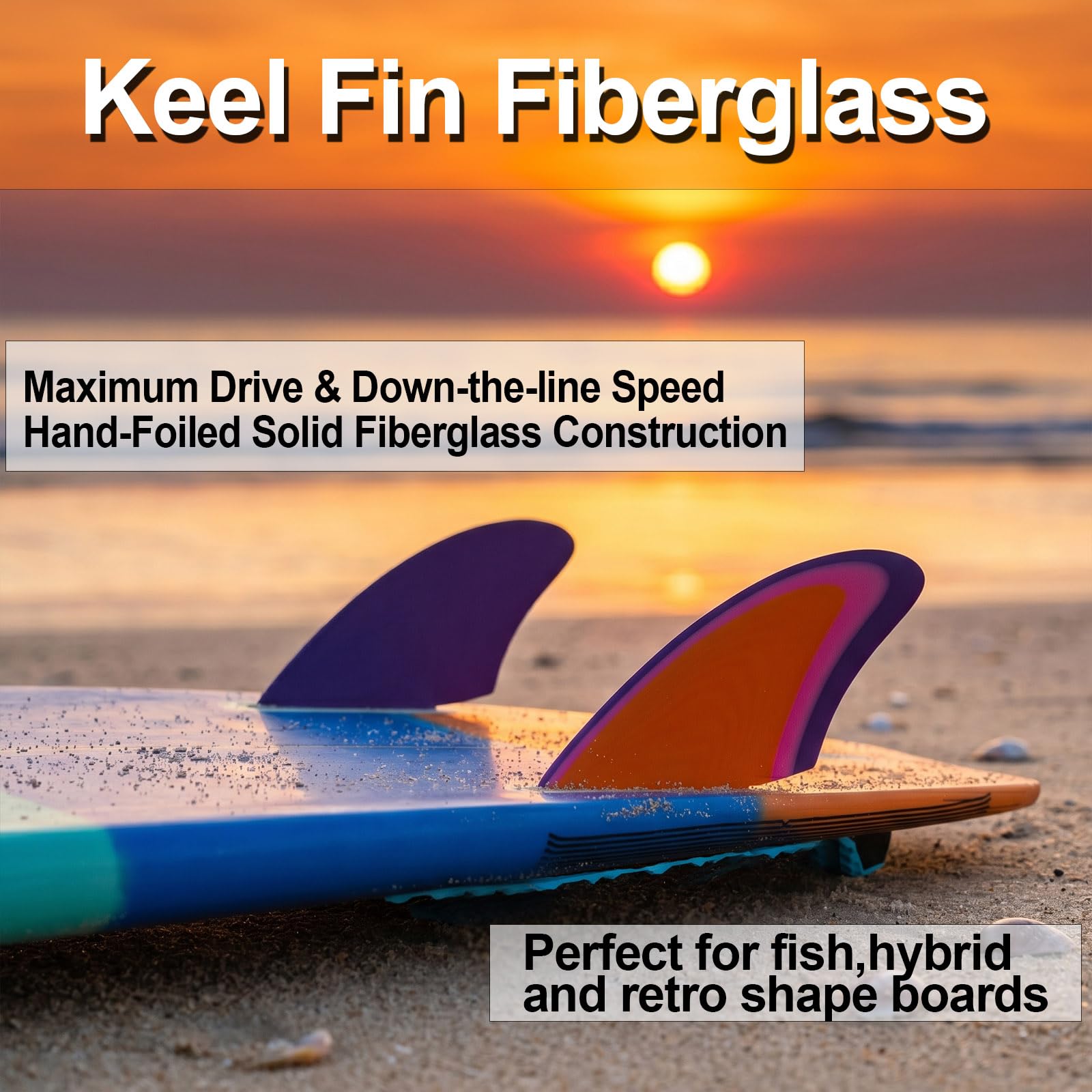 AQUBONA Aletas de doble quilla – Aletas de doble aleta para tabla de surf de pescado Twin Keels – Suave fibra de vidrio flexible (colorido)