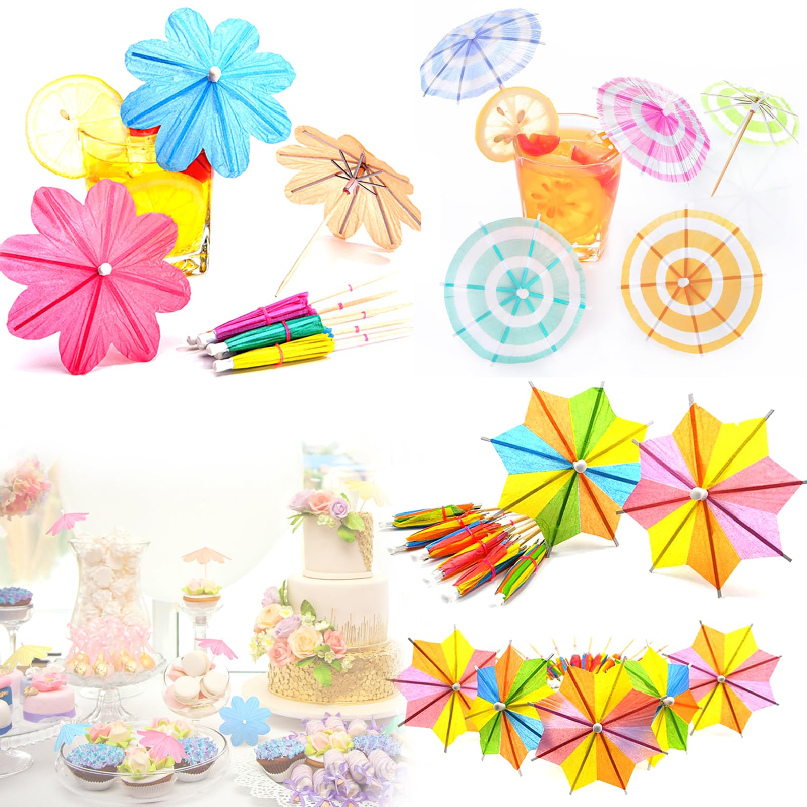 Decoración de Cóctel, 90PCS Paraguas de Cóctel Colores, Sombrillas de Cócteles Decoraciones de Fiesta, Decoración de Cócteles para Cócteles y Decoración de Fiestas