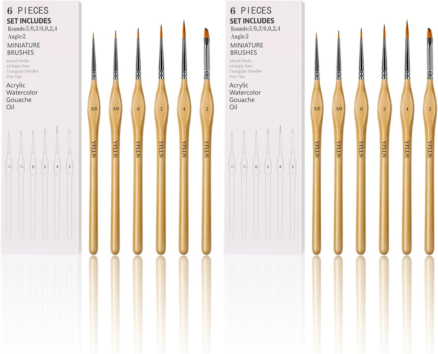 6Pcs Miniature Paint Brushes Set with Triangular Handles - for Acrylics, Oils, Watercolors & Paint by Number, Figurine