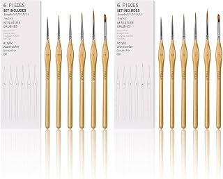 6Pcs Miniature Paint Brushes Set with Triangular Handles - for Acrylics, Oils, Watercolors & Paint by Number, Figurine(2PACK)