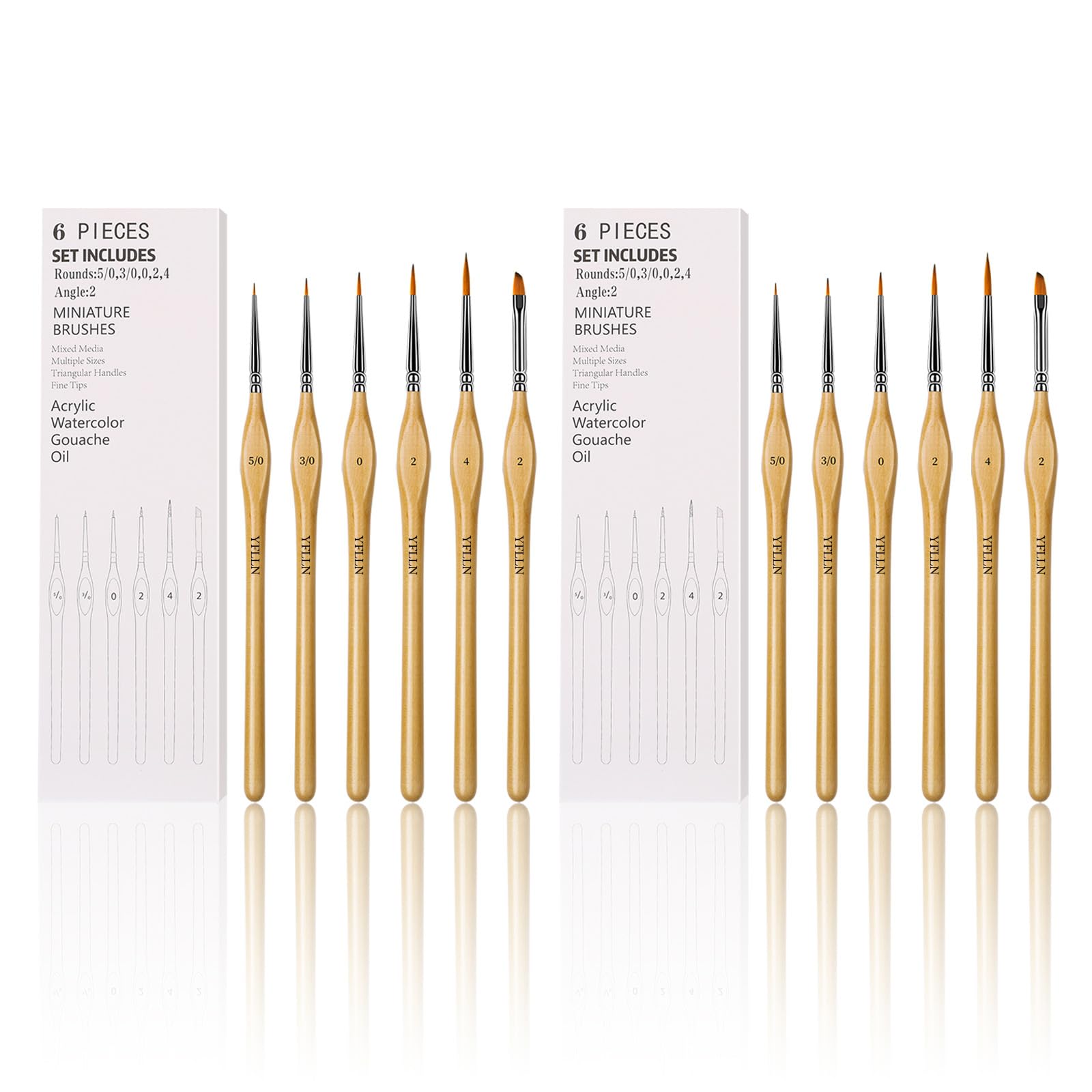 Paint Brushes Set for Acrylic Painting,Watercolor Brushes Painting Brush Nylon Hair Brushes for Acrylic Oil Watercolor Canvases Rock Body Face Nail Miniature Detailing Drawing Art Supplies (Wooden)