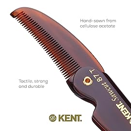 Kent 87T Handmade Folding Pocket Comb for Men, Fine Tooth Hair Comb Straightener for Everyday Grooming Styling Hair, Beard or Mustache, Use Dry or with Balms, Saw Cut Hand Polished, Made in England