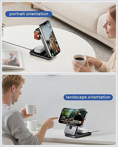 Miniatura 5 de KPON Estación de carga de viaje Magsafe 3 en 1, soporte de cargador magnético plegable para Apple, base de carga inalámbrica para múltiples