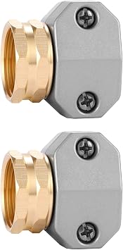 Zinc and Aluminum Female Coupling, Fits All 5/8-Inch and 3/4-Inch Garden Hose Repair Fitting, 2 Pack