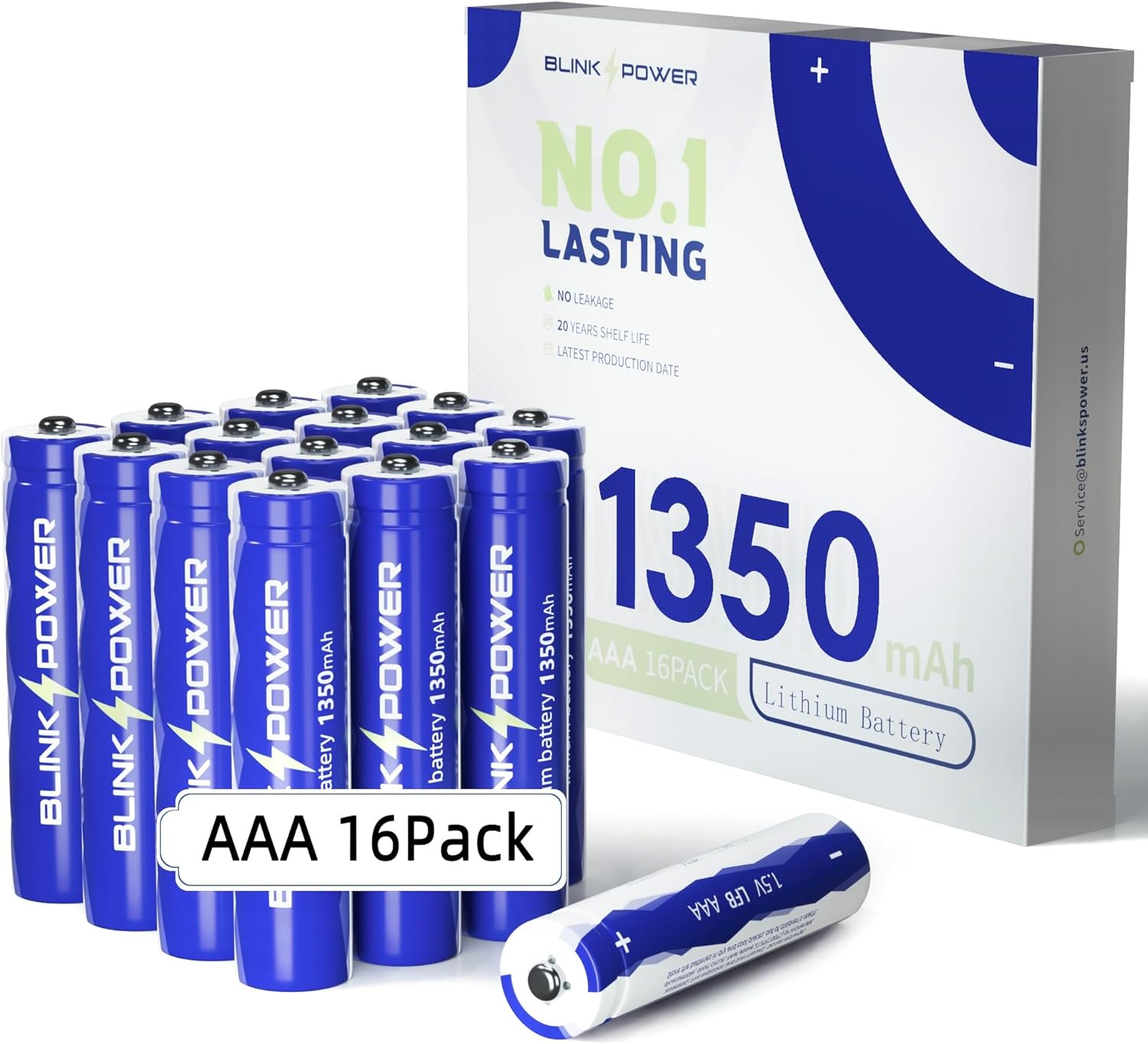 Blinkspower Triple A Lithium Batteries, NO.1 Lasting 1350mAh, 100% Leak-Proof, Non-Rechargeable1.5V AAA Lithium Batteries, 16 Pack