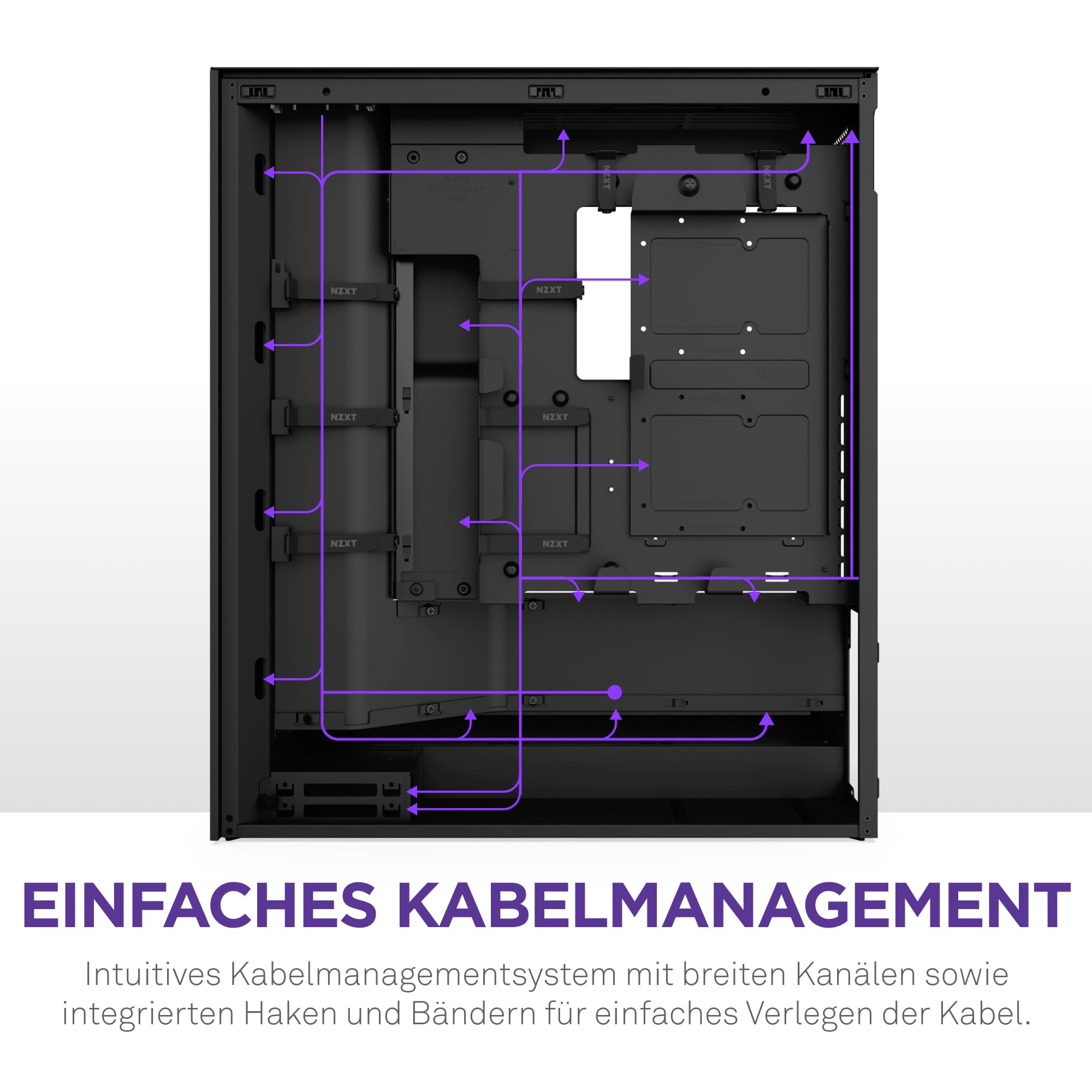 NZXT H7 Flow | Mid-Tower-ATX-Airflow-Gehäuse | Bis zu 3 x 120-mm-Lüfter im Boden zur direkten GPU-Kühlung | 3 x 120-mm-Frontlüfter | 420-mm-Kühler-Trägerplatte vorn | Schwarz
