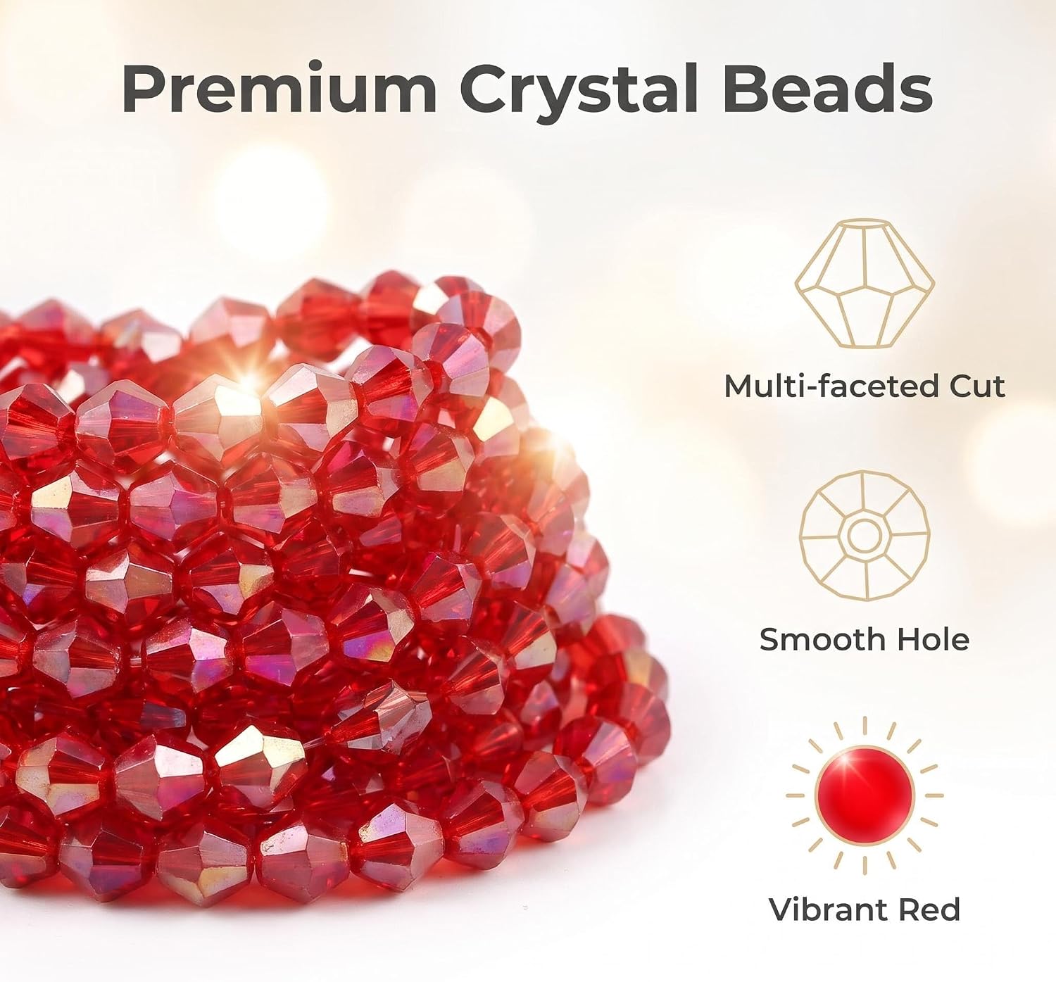 DIY 4mm 1000Pcs Red AB Bulk Faceted Bicone Crystal Glass Beads with Container Box Beads for Making Jewelry (Red AB) thumbnail
