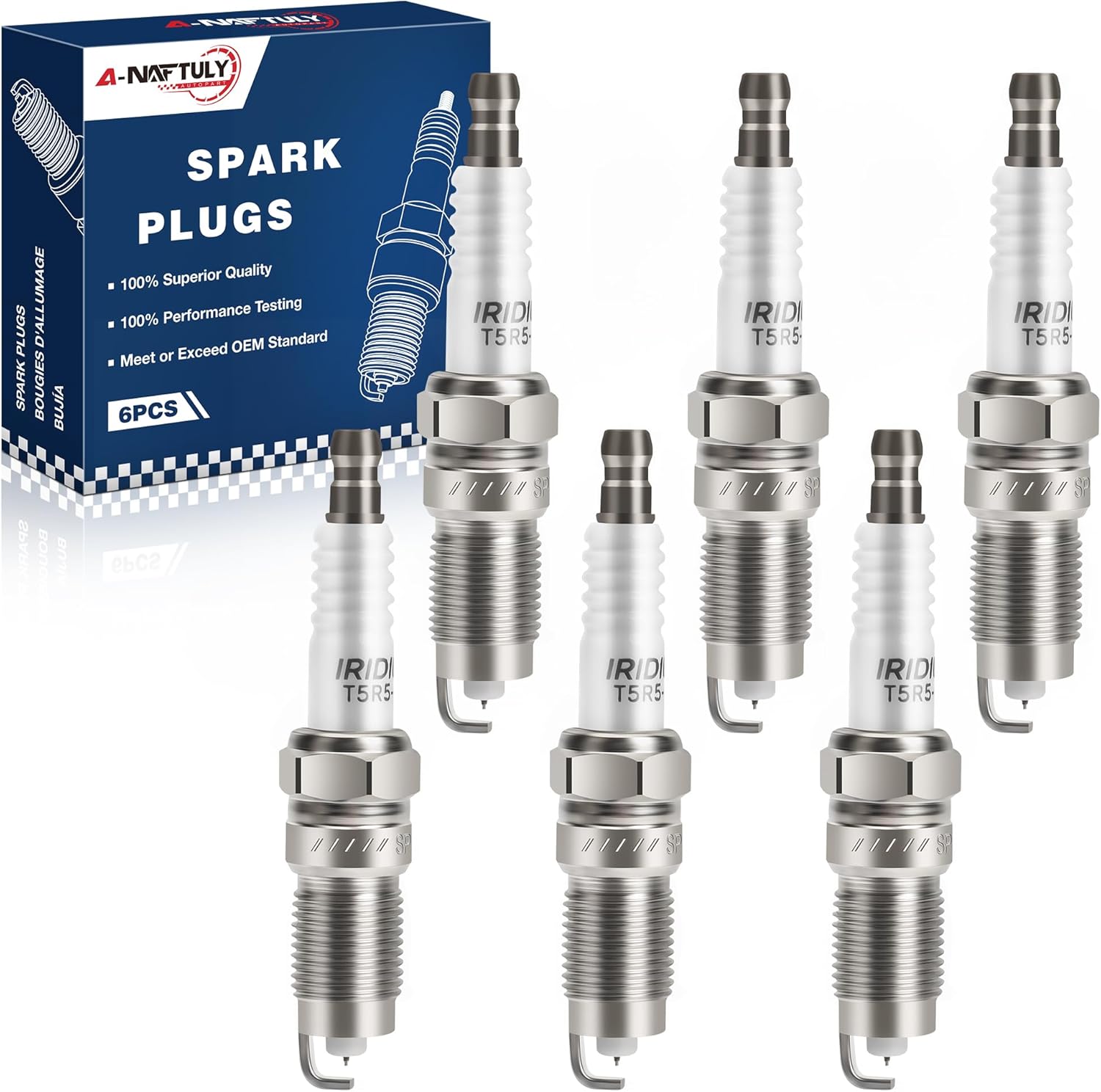 Iridium Spark Plugs 6 Pack 7316 TR551IX 7159 TR551GP Fits for 1998-2008 Ford F150 4.2 Ranger Mustang Explorer E150 E250 Econoline Thunderbird Taurus, Mercury Mountaineer, Land Rover LR3