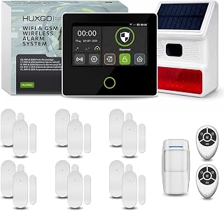 HXA502 Kabellose Alarmsystem WiFi + GSM 4G mit aussen Solar Sirene | Alarmanlage Haus mit 1x PIR-Bewegungsmelder, 12x Fensteralarm/Türsensoren | Mit Tuya Smartlife | Smart Home Security