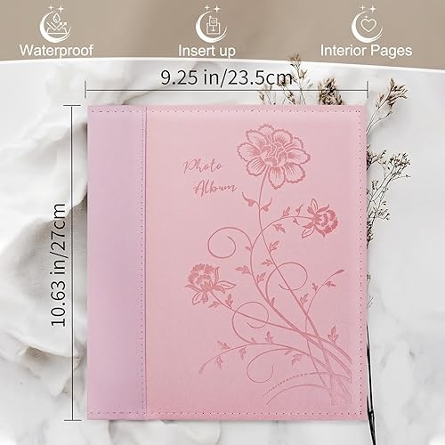 Miniatura 2 de Álbum de fotos transparente de 8 x 10 pulgadas, con tapa de cuero, para 50 fotos verticales de 8 x 10 pulgadas, libro de fotos para boda y familia