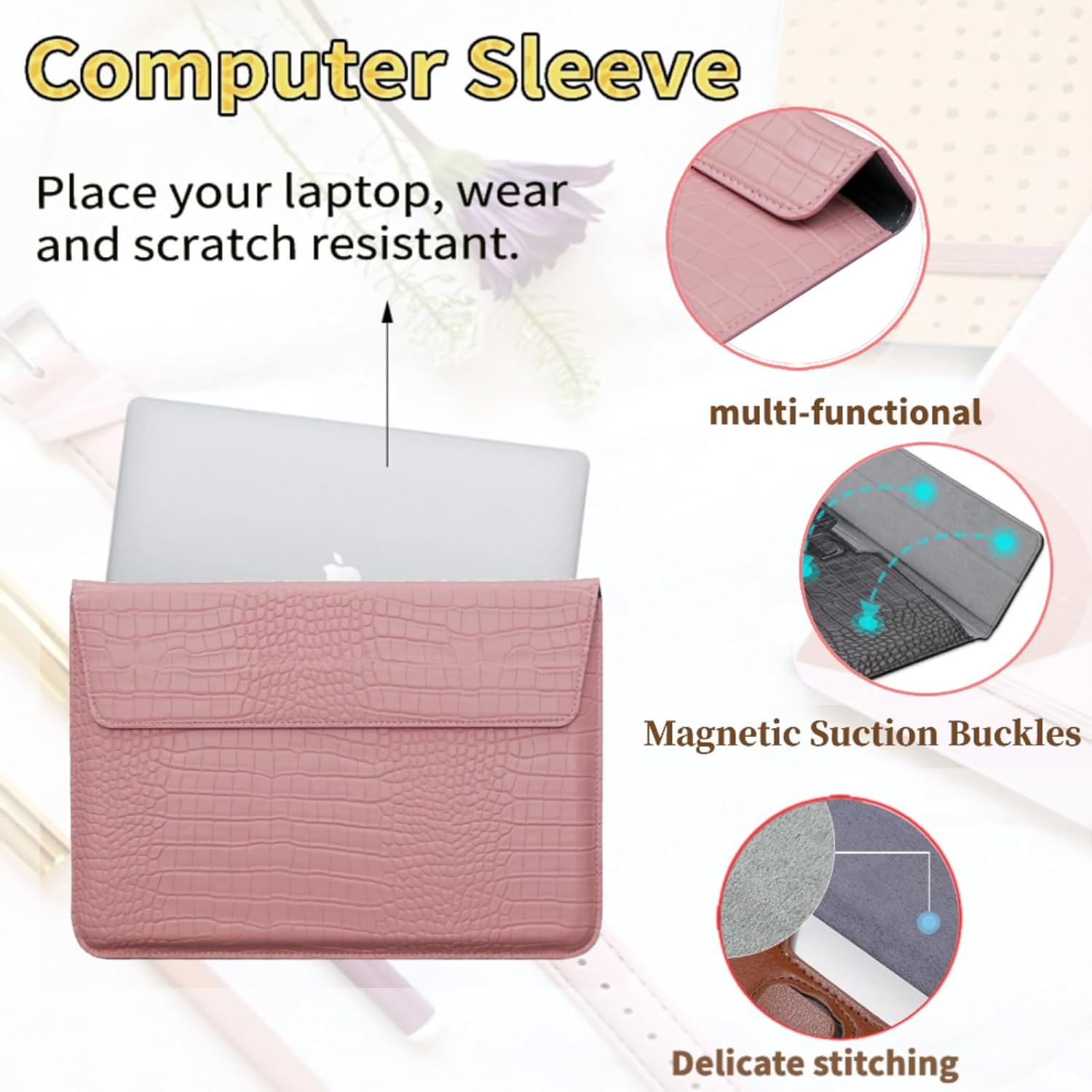 Case Compatible with MacBook Pro 15 Inch Shell A1707 A1990 Release 2016-2019, Thin Hard Plastic Cover & Keyboard Skin & Laptop Sleeve for Mac 15" with Touch ID &Touch Bar, Flower Bouquet