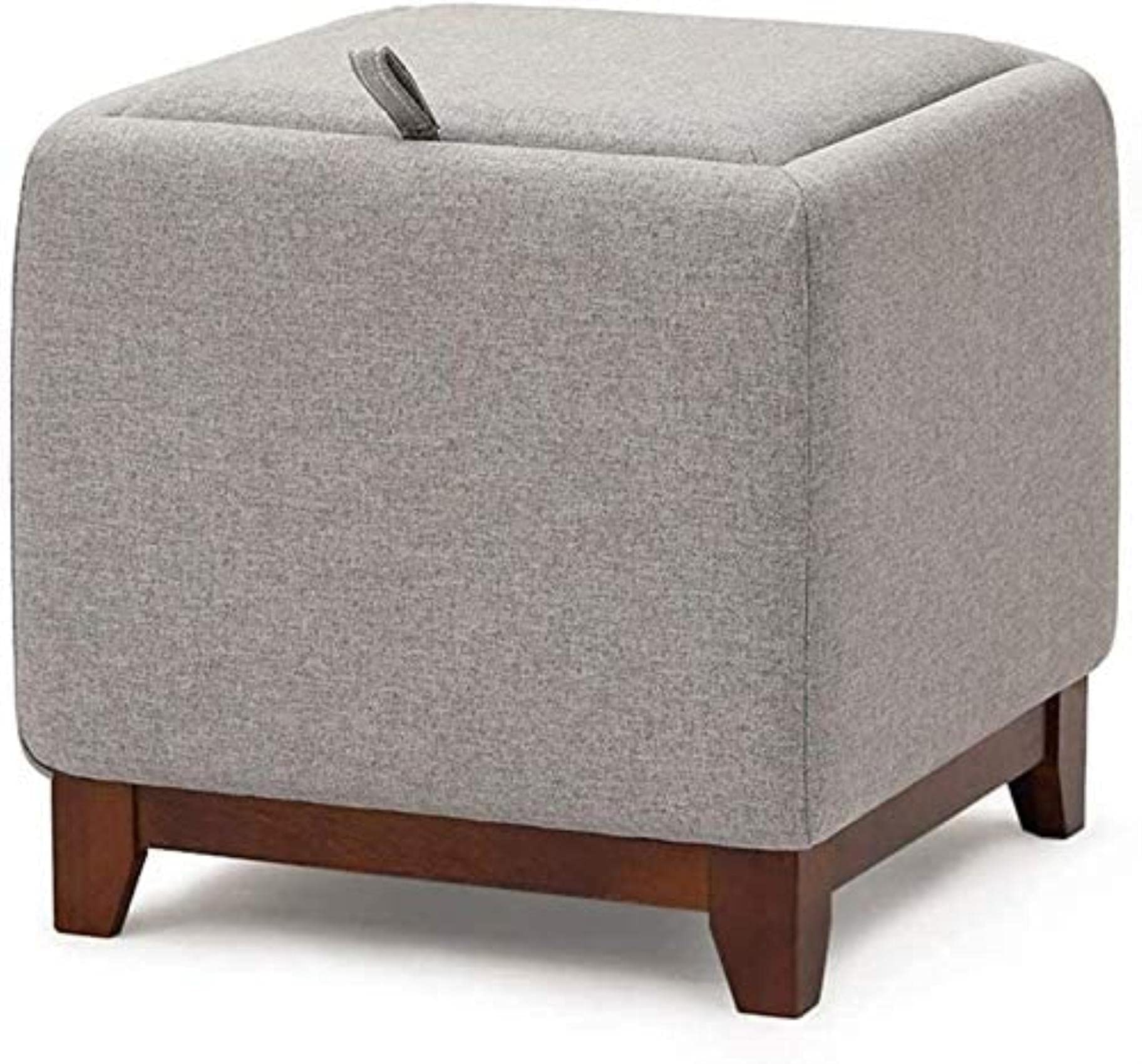 Coffre de rangement pouf ottoman rectangulaire en lin pour gain de place