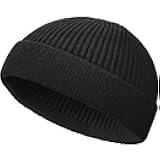 Swag Wool Knit Cuff Short Fisherman Beanie for Men Women, Spring Fall Winter Warm Hats, Trawler Skull Cap, Watch Cap