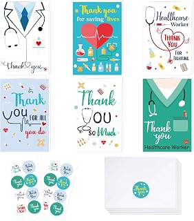 Fancy Land Healthcare Workers Thank You Card Medical Appreciation Cards for Nurses Graduation 12Pcs