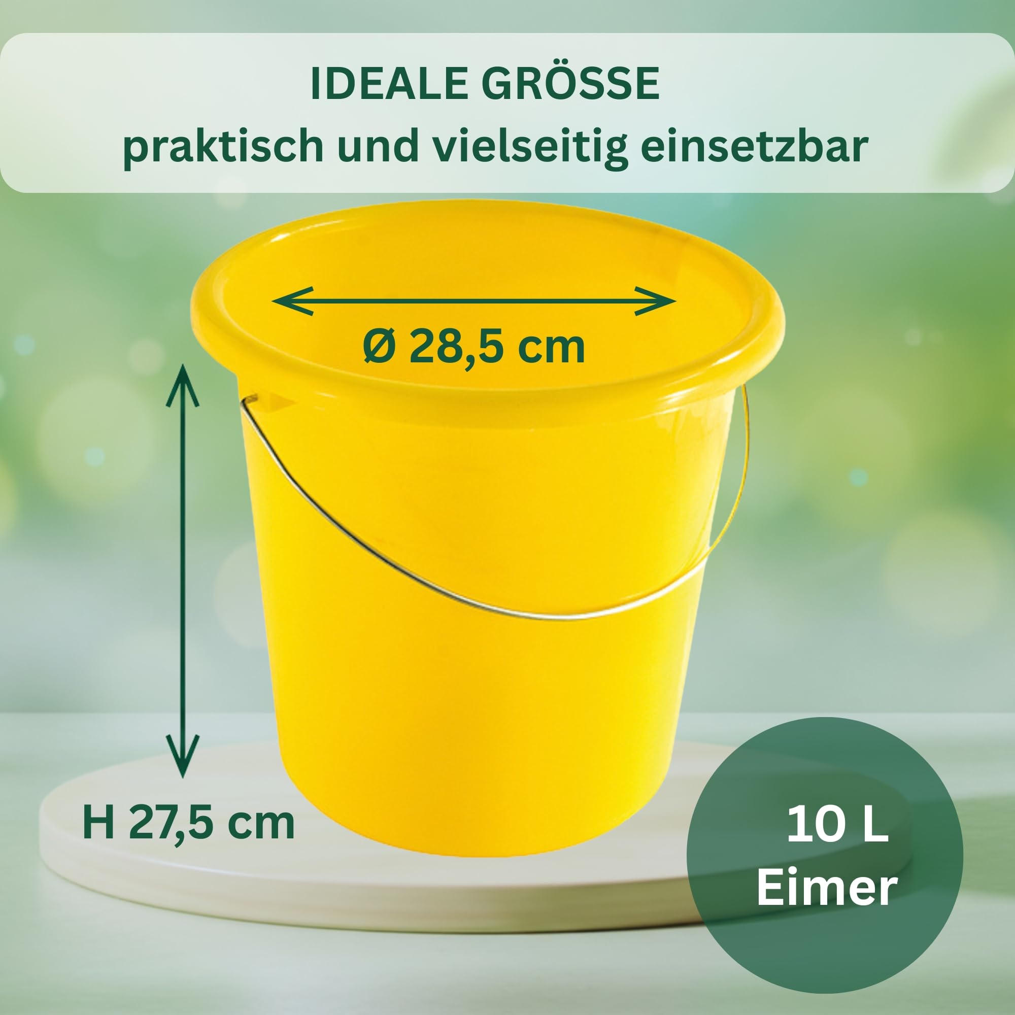 Novaliv 20 sztuk wiaderek 10 l, żółte, z podziałką na wymiar – wiadro do czyszczenia 10 litrów ? 28,5 cm, praktyczne, uniwersalne ze skalą, do gospodarstwa domowego i ogrodu, idealne jako wiadro