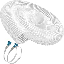 Heavy PVC Dust Collection Hose 2.5" x 5, Flexible Clear PVC Fume Collection Hose, Puncture-Resistant, Reinforced With Coated Wire Helix