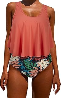 OMKAGI Women's Ruffle Bikini Swimsuit High Waisted Bottom Plus Size Swimwear Tankini Price In India