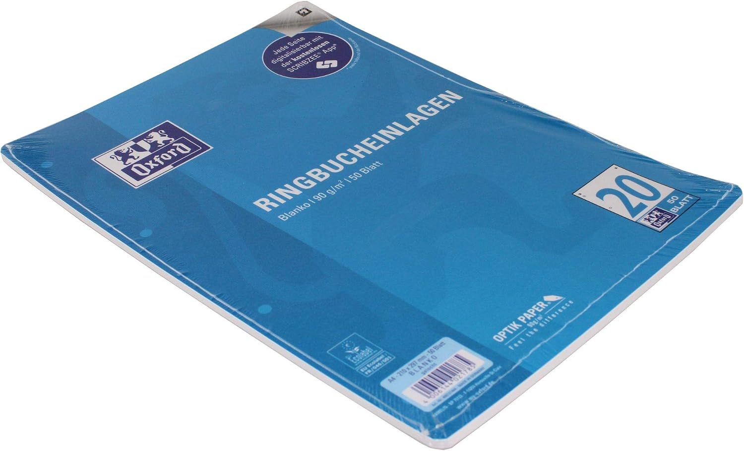 Oxford 400131444 Ring Binder Inserts A4 50 Sheets Line Style 20 Blank Without Line Style 90 g/m² Paper SCRIBZEE Compatible - Image 3