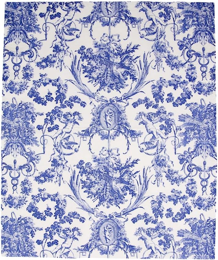 Caspari Romantic Toile Blue Guest Towel Napkins - 15 Per Package, 4 Packs